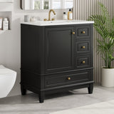 30" Bathroom Vanity with Sink, One Door with Shelf and Three Drawers, Soft Close Door, Black N759P225994B