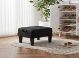Small Footstool Ottoman with Thick Cushion, Angled Legs, Hidden Storage Compartment, Ink Black 77219682