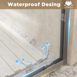 56-60 " x 72" Tempered Glass with Explosion Proof Film, Aluminum Frame Double Sliding Shower Door, W1675P288827