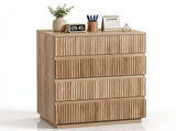 Handleless Grille-Finished 4-Drawer Bedside Table P2 Particleboard MDF & ,elamine Veneer 74317864