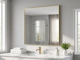 32"x40" Rectangular Bathroom Mirror Wall Mounted Mirror with Metal Frame, Gold 03652735