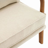 Oak Armrest Oak Upholstered Single Lounge Chair Indoor Lounge Chair Off-White 27168423