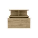 Floating Nightstand 12"H, Wall Mounted with Single Drawer and 2-Tier Shelf, Macadamia B097133175
