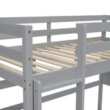 ZNTS Twin Size Loft Bed with desk and shelves, Safety Guardrail and ladder,Grey W504P181852