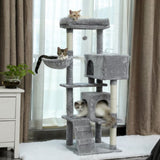 ZNTS Multi-functional Cat Tree Tower with Sisal Scratching Post, 2 Cozy Condos, Top Perch, Hammock, 09623379