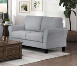 Modern 1pc Loveseat Dark Gray Textured Fabric Upholstered Rounded Arms Attached Cushions B01156448