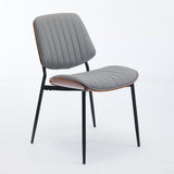 A&A Furniture, Dining Chairs Set of 2 Mid Century Modern Retro Faux Leather Chair with Walnut W1143P191787