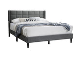 ZNTS Elegant Modern Gray Brushed Linen 1pc Queen Size Bed Upholstered Box Design Headboard Bedframe B011P238938