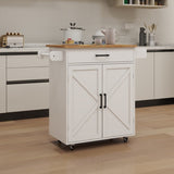 ZNTS Kitchen island rolling trolley cart with Adjustable Shelves & towel rack & seasoning rack rubber 06552763