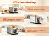 2-Slice Stainless Steel Toaster, LED Display Toaster with 6 Browning Levels & 4 Bread Modes, Defrost 22040513