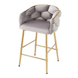 28'' Modern Counter Stools Set of 2,Gray Counter Stools with iron Frame,Soft back and N780P199861G