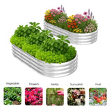 2 Pcs 631ft Raised Garden Bed, Oval Galvanized Outdoor Planter Box, Metal Garden Bed for Planting 93554205