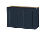 33" Navy Blue Shaker Wall Cabinet Solid Wood with 2 Adjustable Shelves Ready-to-Assemble for T2950P511192