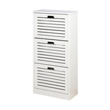 Wooden Shoe Cabinet for Entryway, White Shoe Storage Cabinet with 3 Flip Doors 20.94x9.45x43.11 inch 55963854