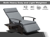 Adjustable Patio Recliner Chair Metal Outdoor Lounge Chair with Flip Table Push Back, Adjustable W1859P196387