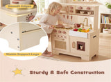 Kids Wooden Play Kitchen with Realistic Lights & Sounds, Pretend Ice Maker & Accessories for 41770514