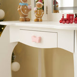 Kids Vanity Table and Chair Set, 2-in-1 Girls Vanity with Tri-Folding Mirror & 3-Color LED Lights, 1 82572656