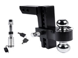 2" Receiver 8" Drop Rise Upgraded Adjustable Trailer Hitch Dual Solid Ball 2" and 2-5/16" 16823396