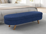 Ottoman Oval Storage Bench,Rubber Wood Legs,BLUE W487P220594