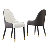 Dining Chairs Set of 2, Chair with PU Leather White and brown metal legs for Living Kitchen 52041293
