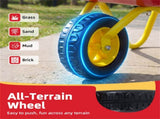 Kids Garden Play Cart Metal Wheelbarrow, Anti-Slip Handles No-Scratch Edges for Backyard Beach Use 82832044