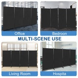 ZNTS 6FT 4-Fold 160g Polyester Fabric Plastic Foot Carbon Steel Frame Foldable Screen Black 26089175