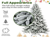 7ft Flocked Christmas Tree with 1514 Tips, Realistic PEPVC Snowy Hinged Tree with Metal Stand, Full 02903371