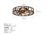 20 Inch Caged Flush Mount Ceiling Fan with Lights, Industrial Enclosed Metal Cage Fan, 6Speed W3816P585911