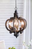 French Country Wood Chandelier, 6-Light Farmhouse Pendant Light Fixture with 28" Adjustable Chain W2078137918