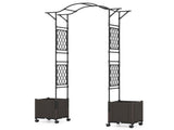 2-in-1 Garden Arch with Planter Boxes - Self-Watering System, 8 Lockable Wheels & PE-Coated Metal 96330301