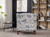 Modern Accent with Retro Wood Legs, Comfy Upholstered Armchair, Floral Design Single Sofa 75700450