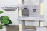 84 in light gray cat tree tower with large condo sisal scratching post big hammock and top platform W243P326646