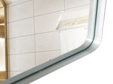40x30inch Brushed Silver Rounded Corner Rectangle Mirror For Wall Metal Frame Wall Mounted W2091126976
