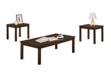 ZNTS Walnut / Brown Color Elegant 3pc Coffee Table Set 1x Coffee Table and 2x End Tables Living Room B011P237497