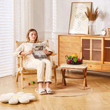 Ottoman Footstool Natural Seagrass Footrest Pouf Ottomans with X Wooden Legs Rectangular Hand 05317591