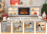 Silver Mirror Modern TV Stand with 18 Inch Fireplace Insert & Storage Shelves, Medium Density 94804754