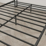 Full Size Bed Frame with Charging Station, Upholstered Headboard, Metal Platform, Grey W1960131344