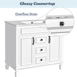 36'' Bathroom Vanity with Top Sink, Modern Bathroom Storage Cabinet with 2 Soft Closing Doors and 2 N710P230231K