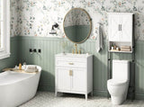 30" Bathroom Vanity with Ceramic Sink Top, Solid Wood Legs, Soft-Close Double Doors & N759P474678K