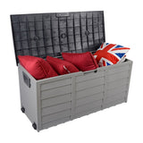 ZNTS 75gal 260L Outdoor Garden Plastic Storage Deck Box Chest Tools Cushions Toys Lockable Seat 10663967