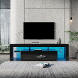 ZNTS Modern gloss black TV Stand for 80 inch TV , 20 Colors LED TV Stand w/Remote Control Lights W33146714