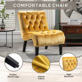 COOLMORE Modern Velvet Armless Accent Living Room Chair / Leisure Chair,Upholstered Fabric Button W39550127