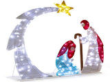VINGLI 3.7FT Lighted 2D Nativity Scene Outdoor Christmas Decorations, with 170 White LED Lights and 96286424