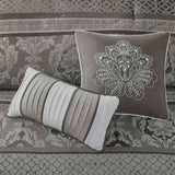7 Piece Jacquard Comforter Set Grey King B03597023