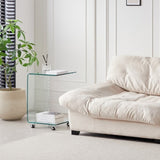 C-shaped Clear Glass Side & End Table, Tempered Glass End Table Small Table W1718P242510