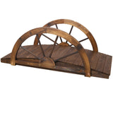 3.3ft Wooden Garden Bridge Arc Footbridge with Half-Wheel Style Railings & Solid Fir Construction, W465P221160