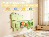 Green Dinosaur Wall-Mounted Sensory Toys Montessori MDF Sensory Wall 87x52x5.5cm 11454046