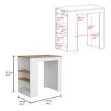 Portree Kitchen Island with 3-Side Shelves B070P188817