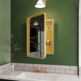 16x24 Inch Recessed Metal Framed Medicine Cabinet Mirror and Adjustable Shelves Wall Mirror W1435P191606