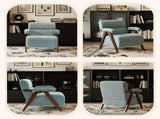 Mid Century Modern Accent Chair with Solid Wood Frame, Upholstered Living Room Chairs with Thick 87187723